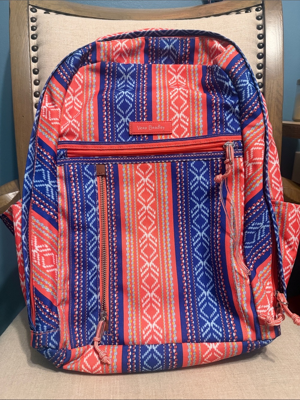 Vera Bradley Coral Patterned Large Backpack